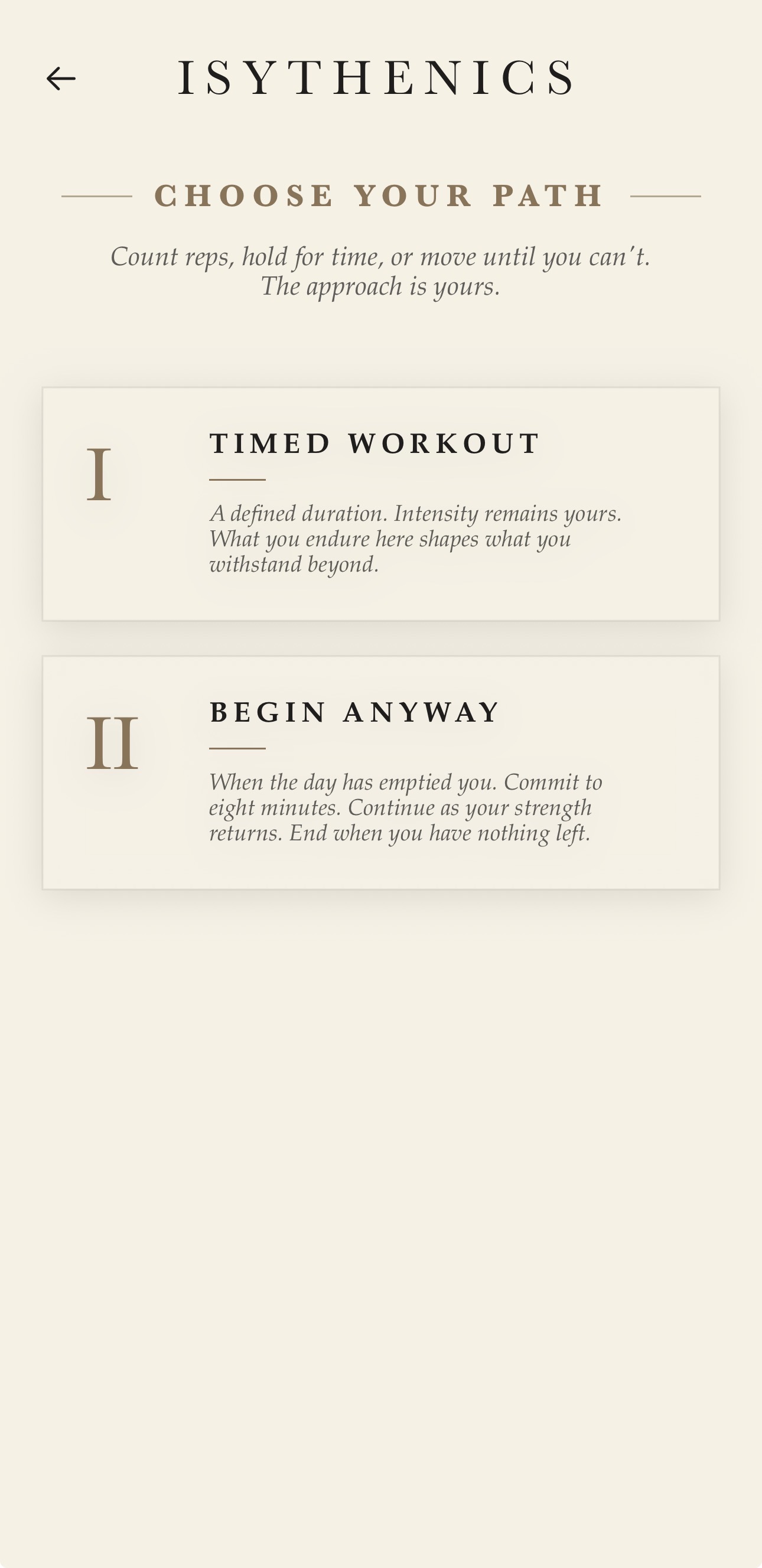 Choose Your Path screen