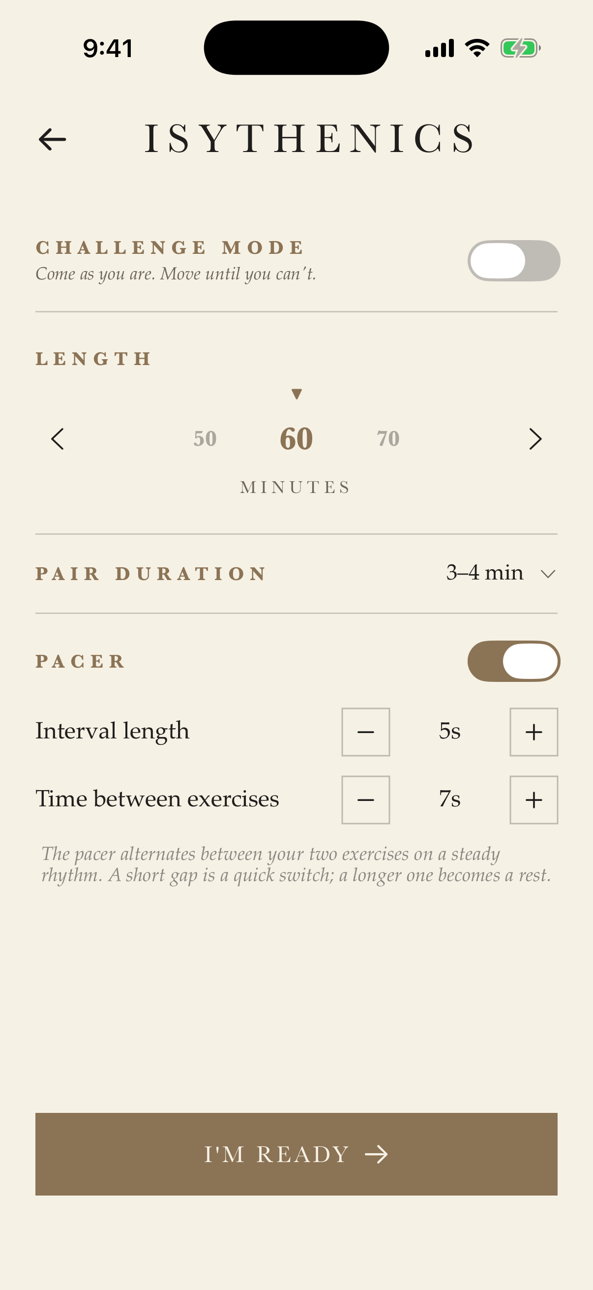 Workout setup sheet